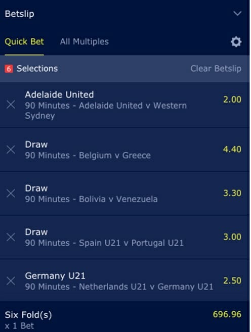 William Hill Betslip Screenshot